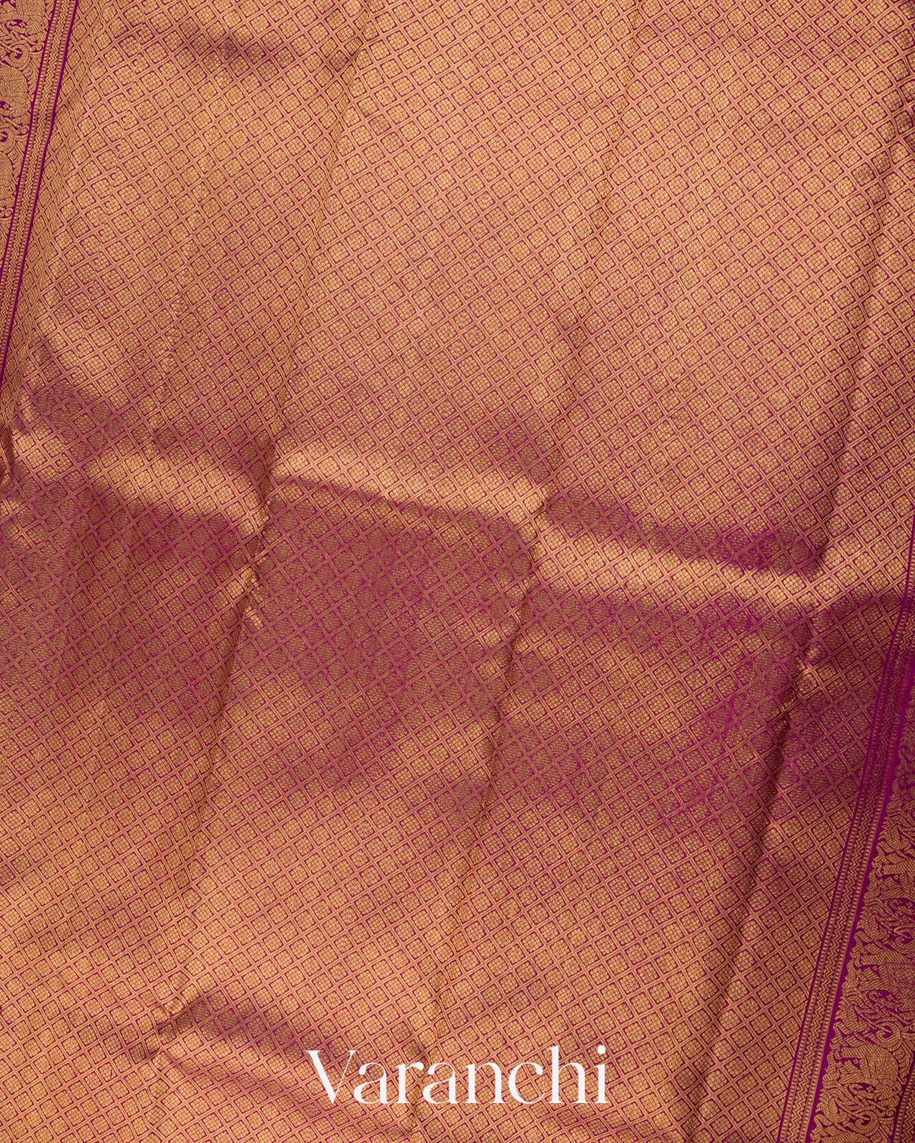 Flamingo Pink Vaira Oosi Pure Kanchipuram Silk Handloom Saree