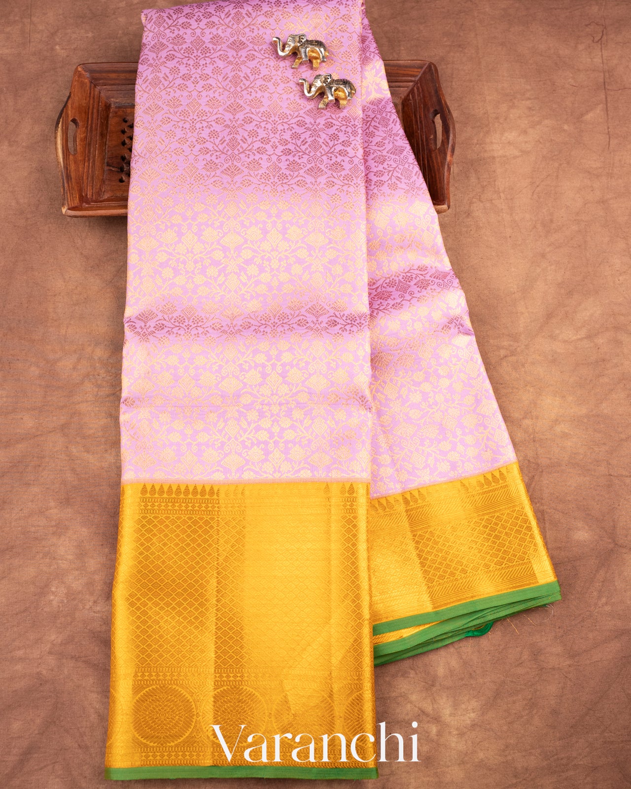 Lilac Heavy Brocade Pure Kanchipuram Silk Saree