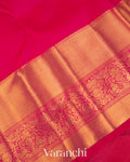 Reddish Pink Vaira Oosi Pure Kanchipuram Silk Handloom Saree