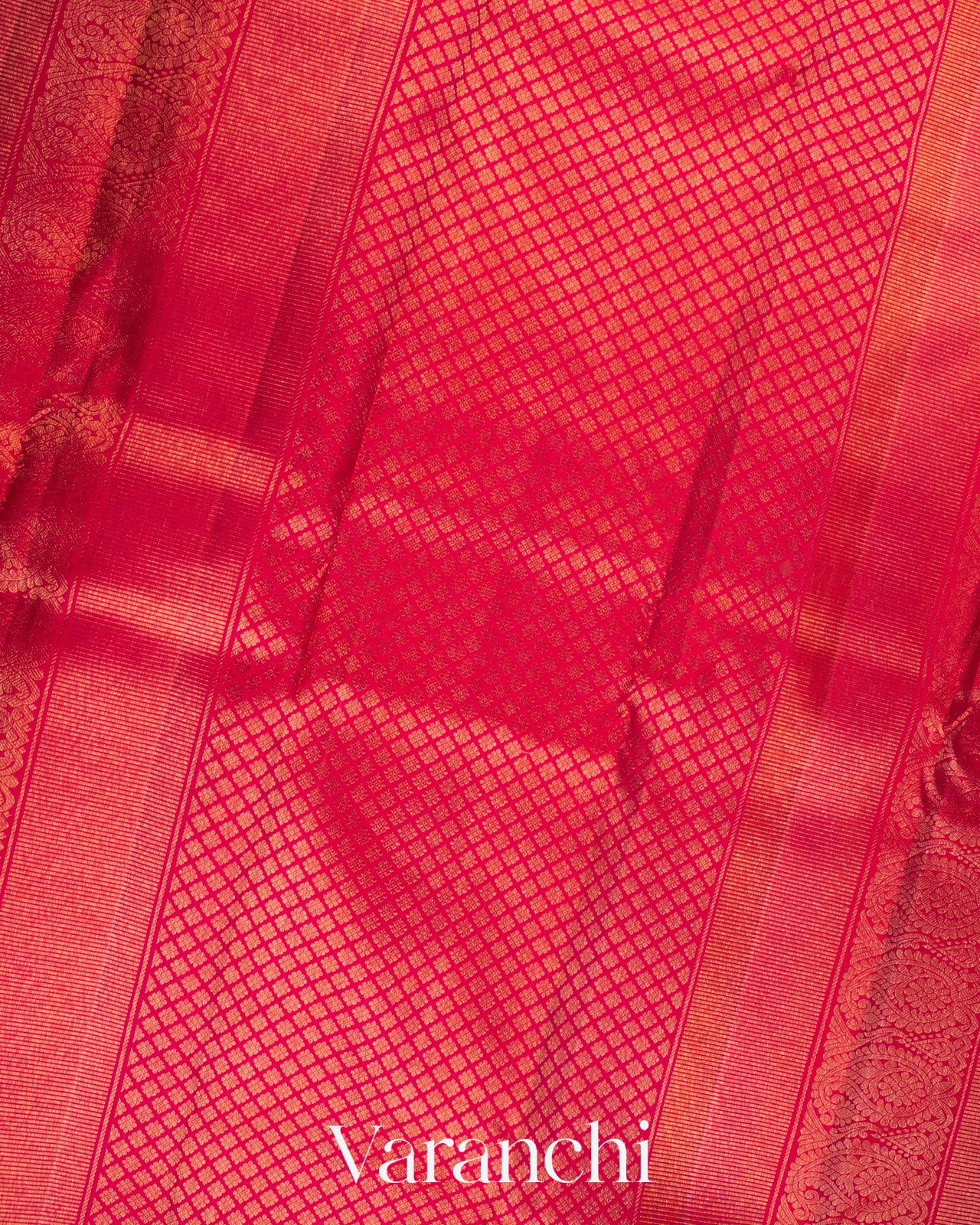 Reddish Pink Vaira Oosi Pure Kanchipuram Silk Handloom Saree