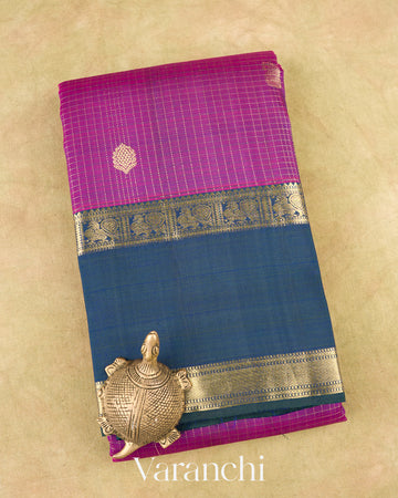 Magenta Purple Pure Kanchipuram Silk Handloom Saree