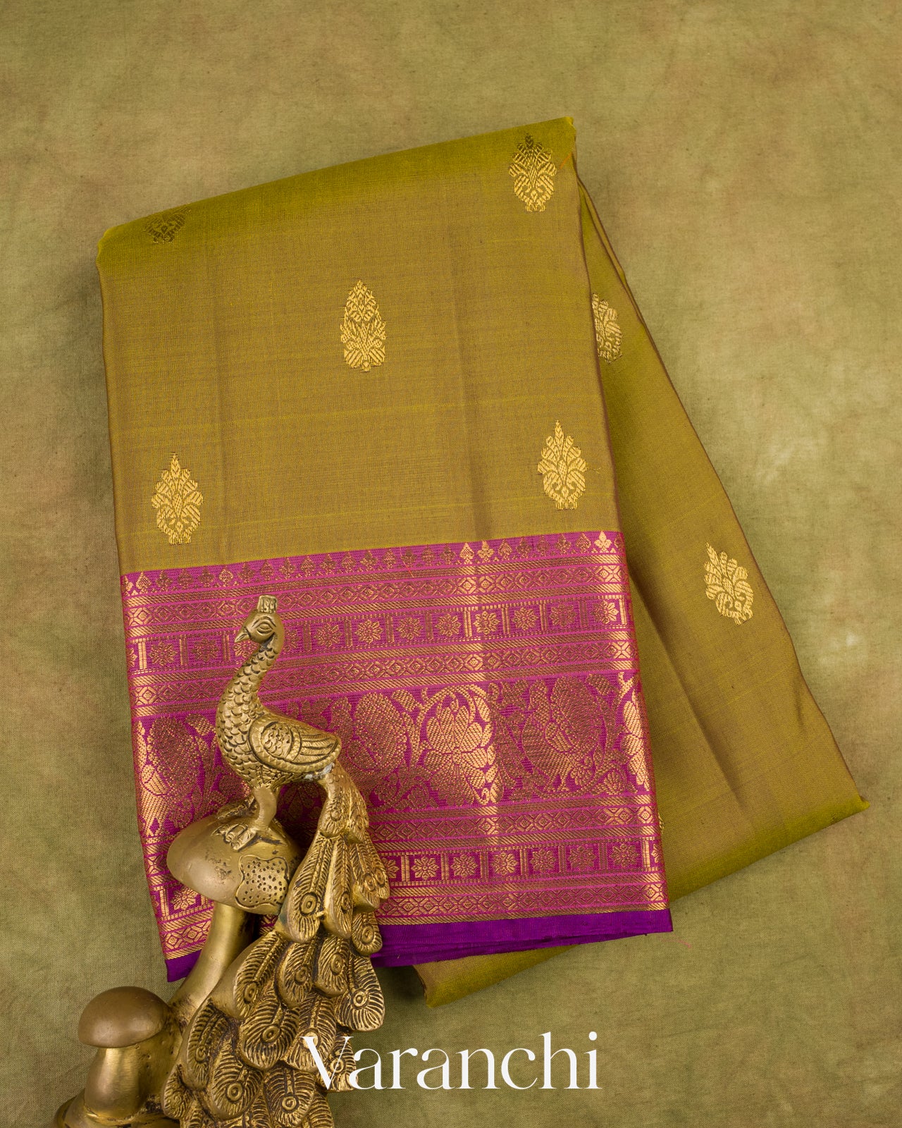 Mehendi Green Pure Kanchipuram Silk Handloom Saree