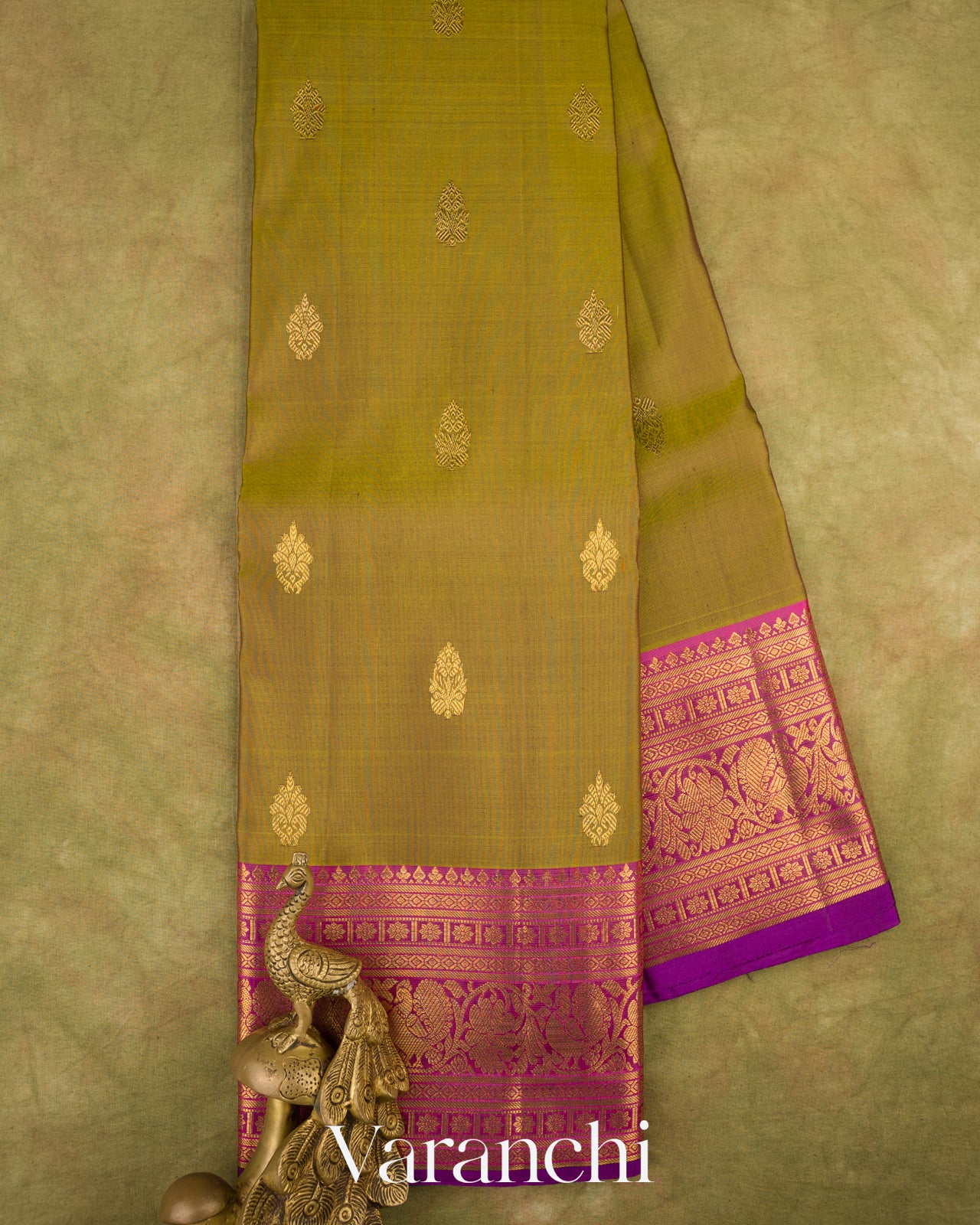 Mehendi Green Pure Kanchipuram Silk Handloom Saree