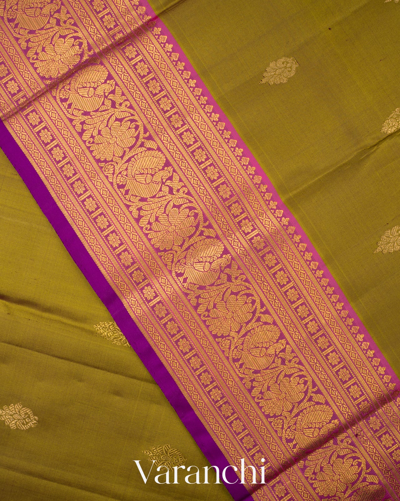 Mehendi Green Pure Kanchipuram Silk Handloom Saree