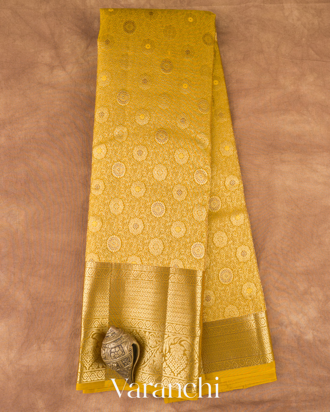 Mustard Gold Pure Kanchipuram Silk Handloom Saree