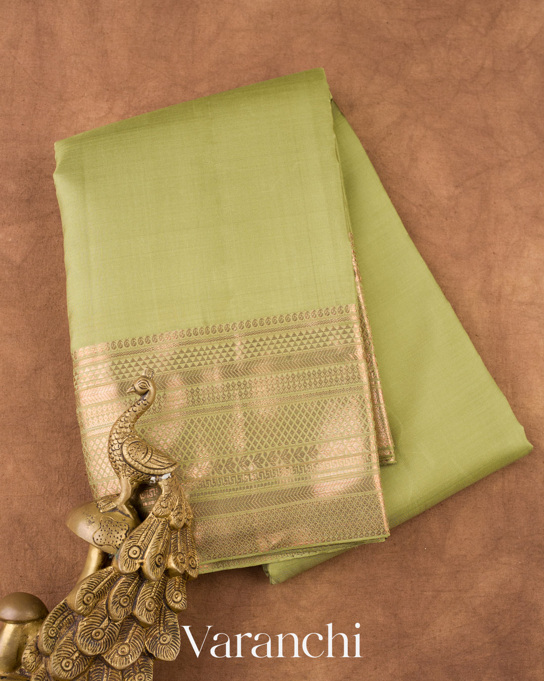 Olive Green Pure Kanchipuram Silk Handloom Saree