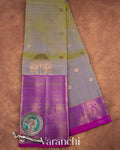 Olive Green Dual Tone Pure Kanchipuram Silk Handloom Saree
