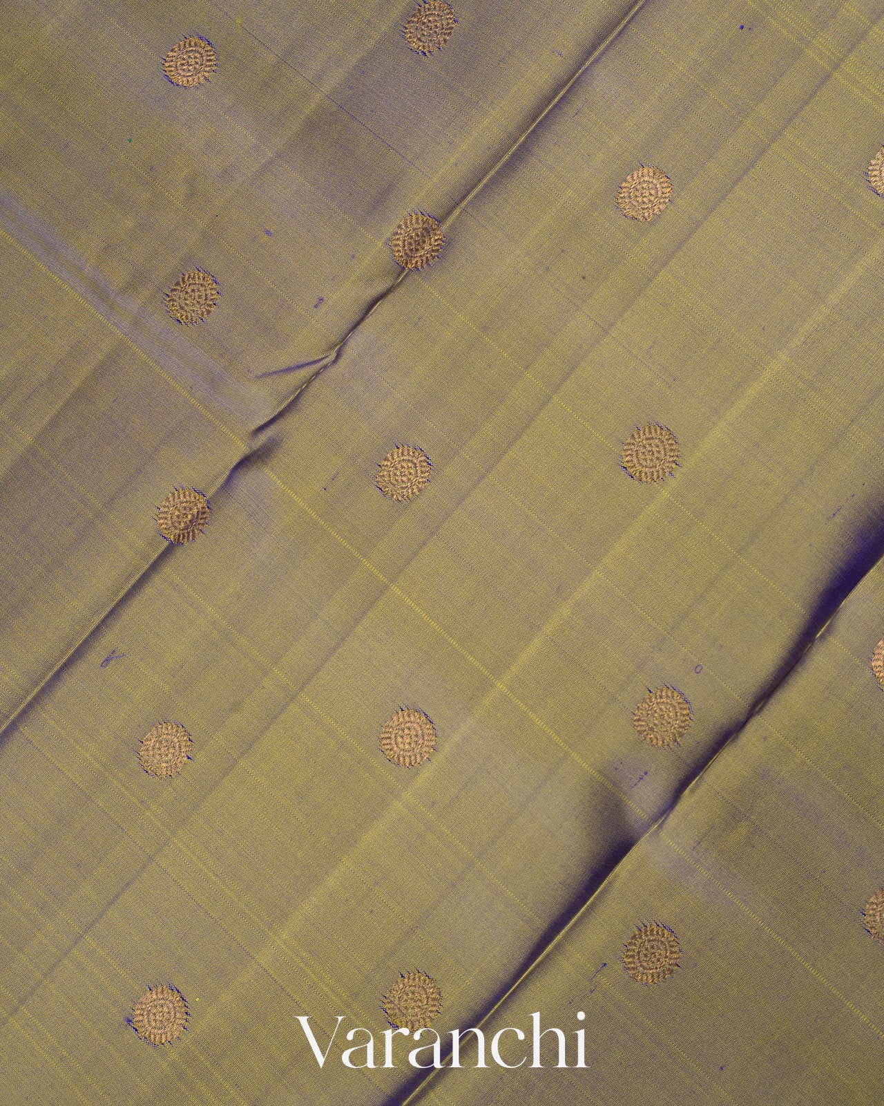 Olive Green Dual Tone Pure Kanchipuram Silk Handloom Saree