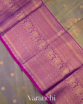 Olive Green Dual Tone Pure Kanchipuram Silk Handloom Saree