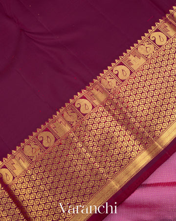 Mauve Pink Vaira Oosi Pure Kanchipuram Silk Handloom Saree