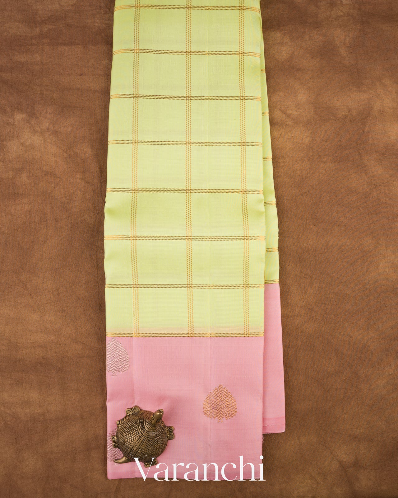 Pastel Pistachio Green Pure Kanchipuram Silk Handloom Saree 