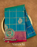 Peacock Blue Pure Kanchipuram Silk Handloom Saree