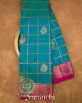 Peacock Blue Pure Kanchipuram Silk Handloom Saree