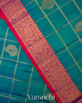 Peacock Blue Pure Kanchipuram Silk Handloom Saree