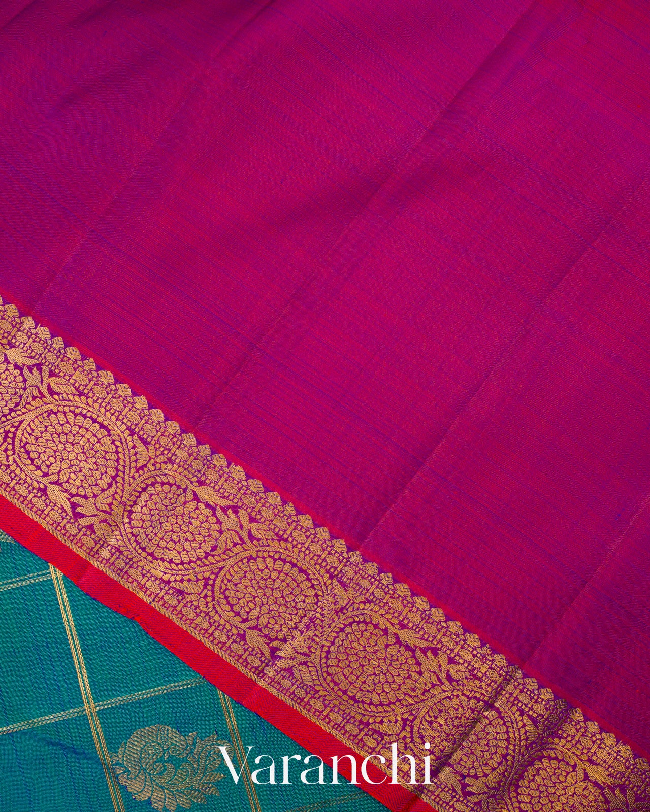 Peacock Blue Pure Kanchipuram Silk Handloom Saree