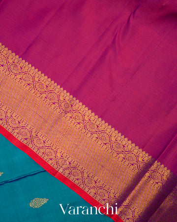 Peacock Green Pure Kanchipuram Silk Handloom Saree