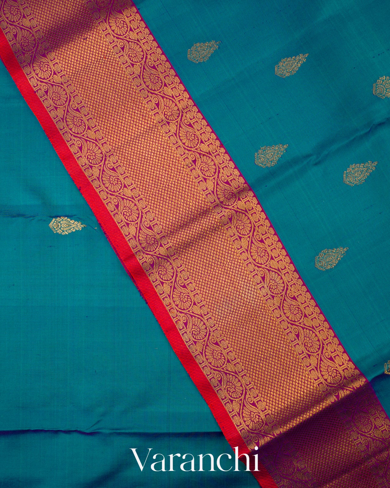 Peacock Green Pure Kanchipuram Silk Handloom Saree