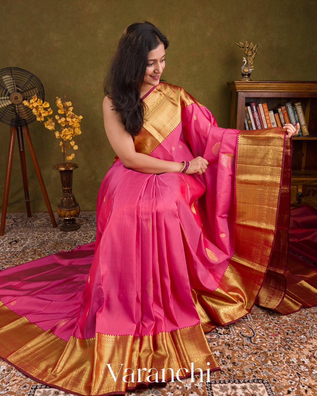Pink Pure Kanchipuram Silk Handloom Saree