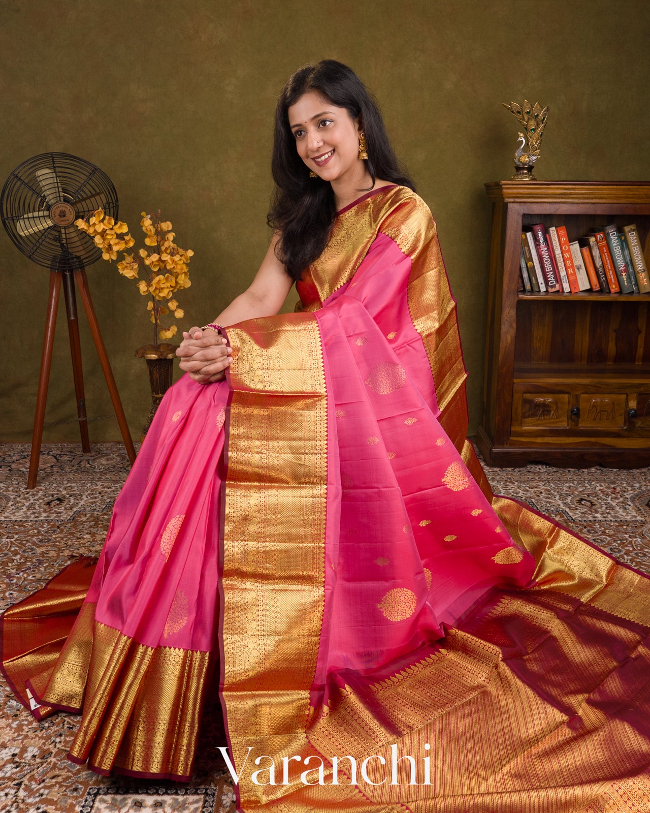 Pink Pure Kanchipuram Silk Handloom Saree