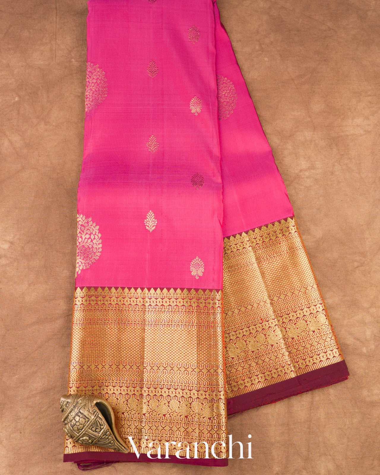 Pink Pure Kanchipuram Silk Handloom Saree
