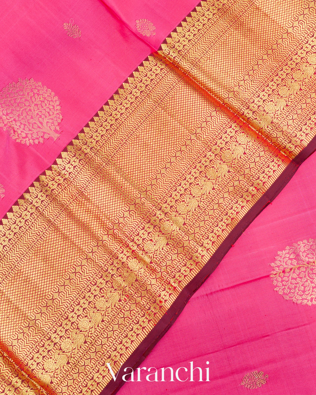 Pink Pure Kanchipuram Silk Handloom Saree