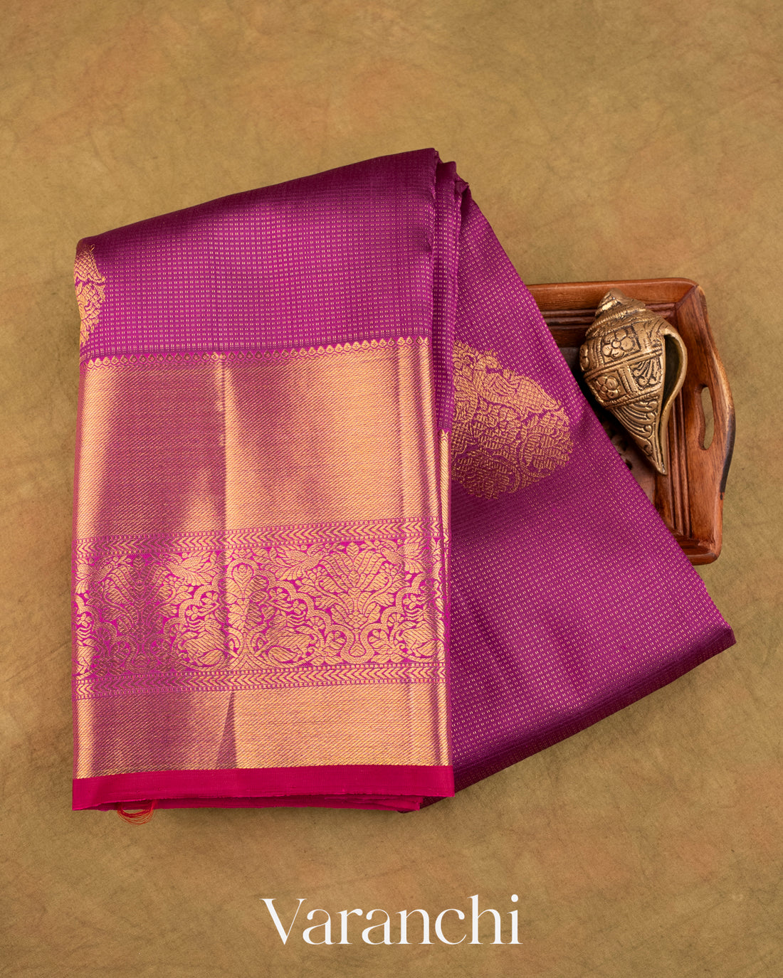 Purple Vaira Oosi Pure Kanchipuram Silk Handloom Saree