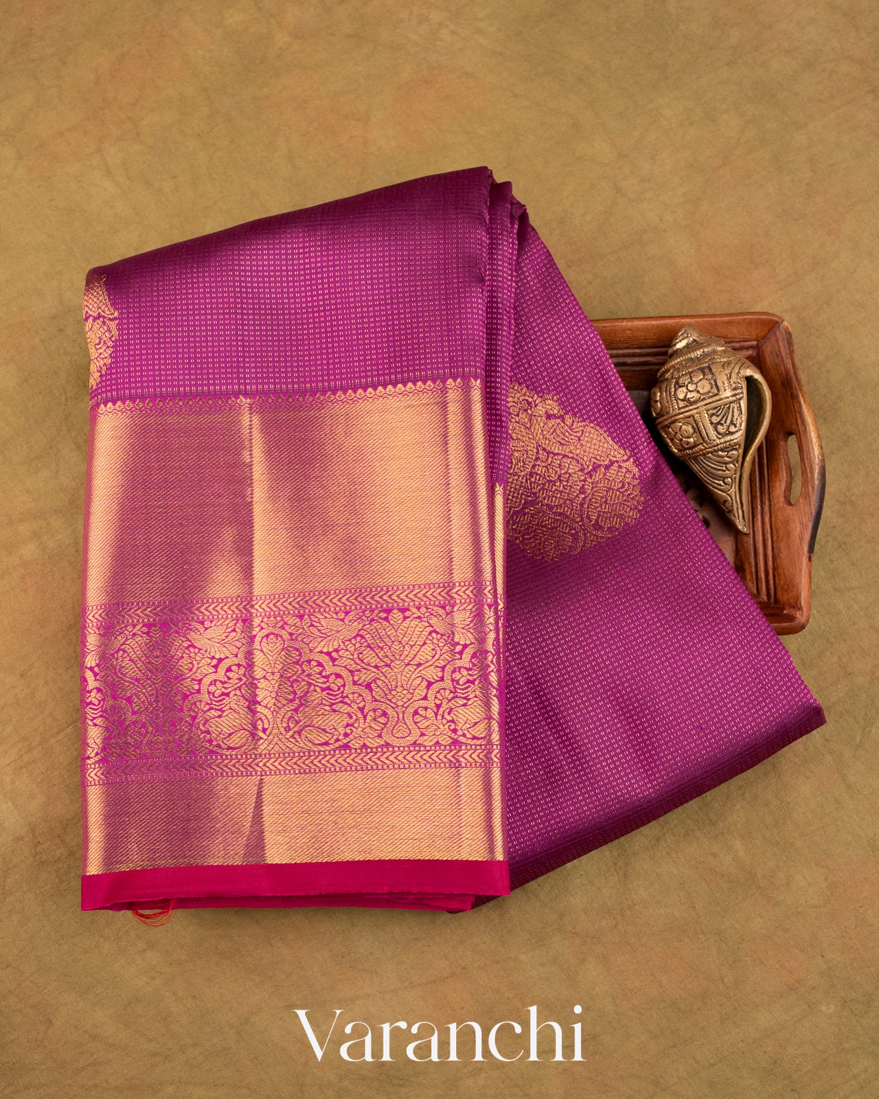 Purple Vaira Oosi Pure Kanchipuram Silk Handloom Saree