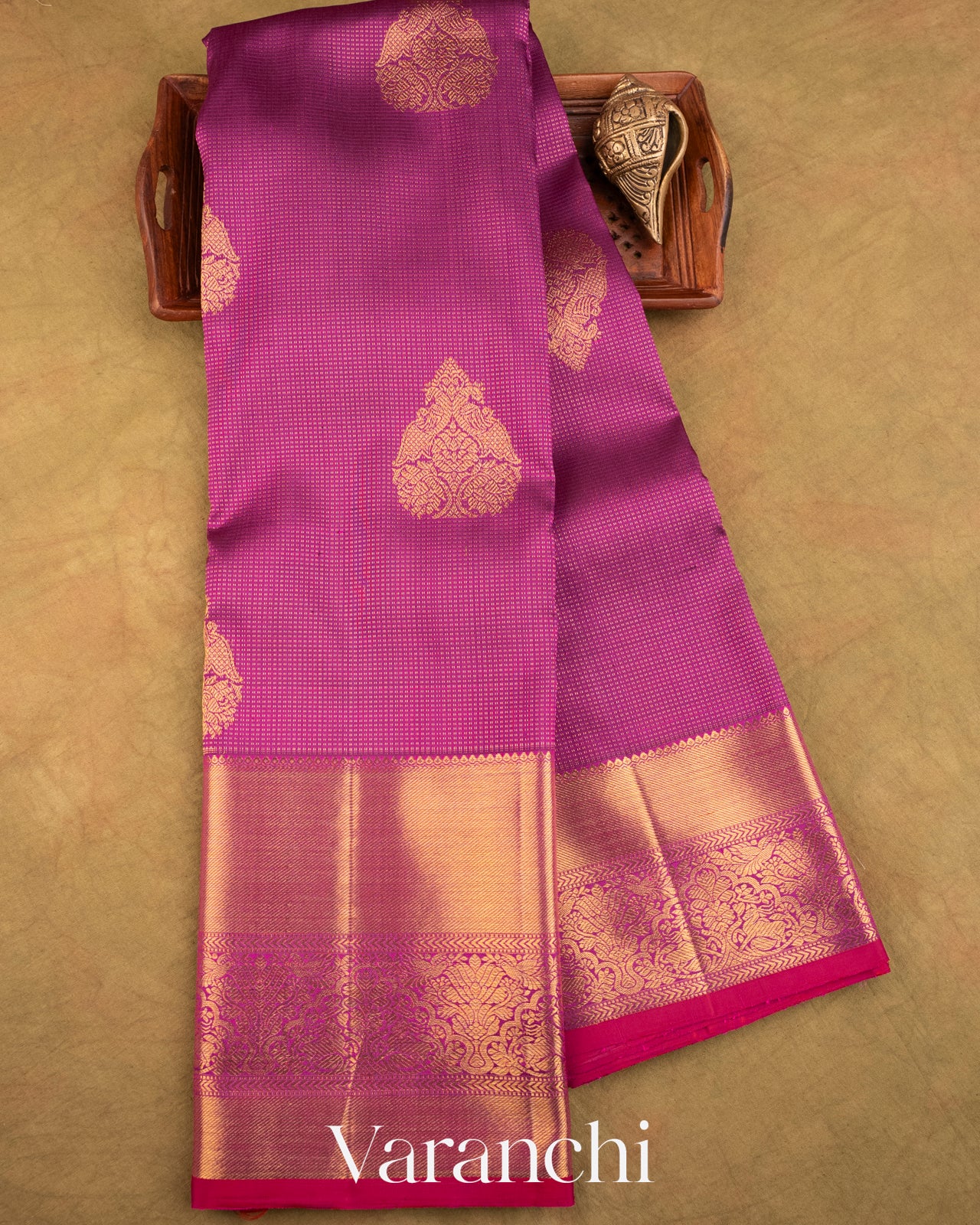 Purple Vaira Oosi Pure Kanchipuram Silk Handloom Saree