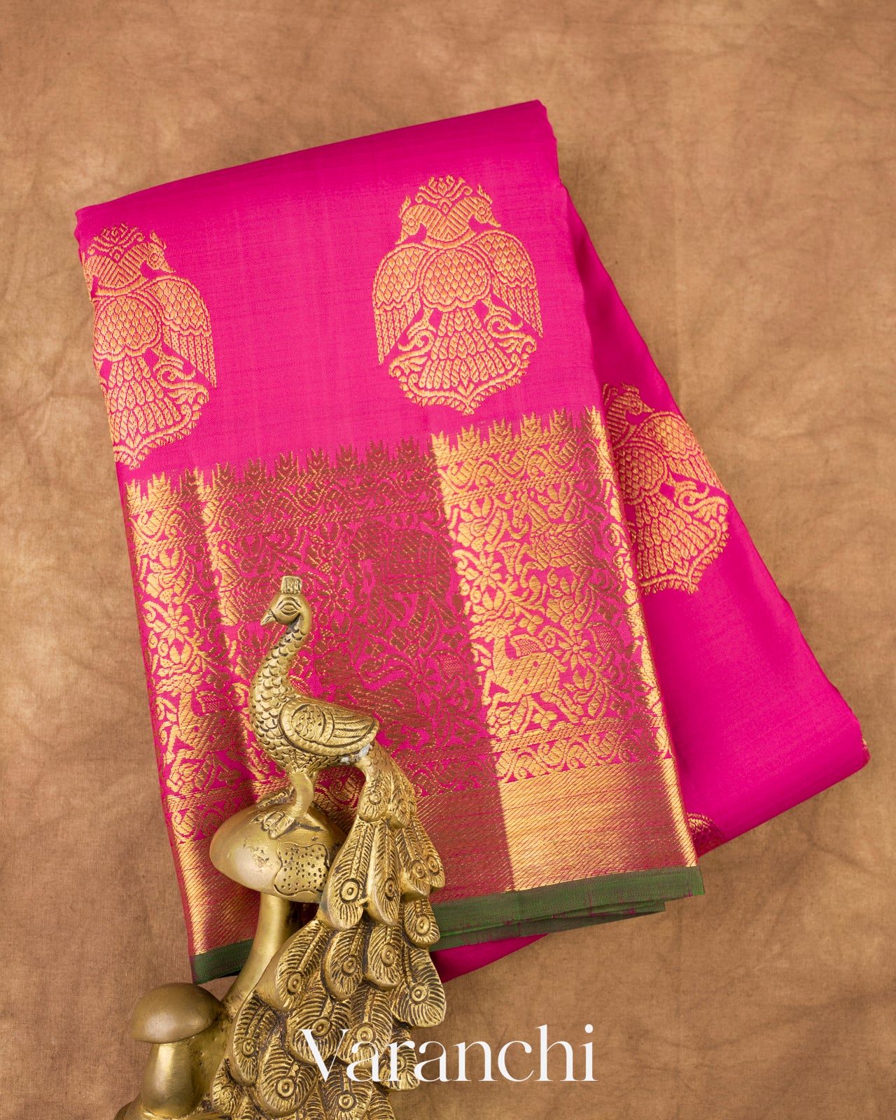 Rani Pink Pure Kanchipuram Silk Handloom Saree