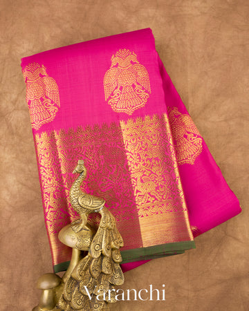 Rani Pink Pure Kanchipuram Silk Handloom Saree