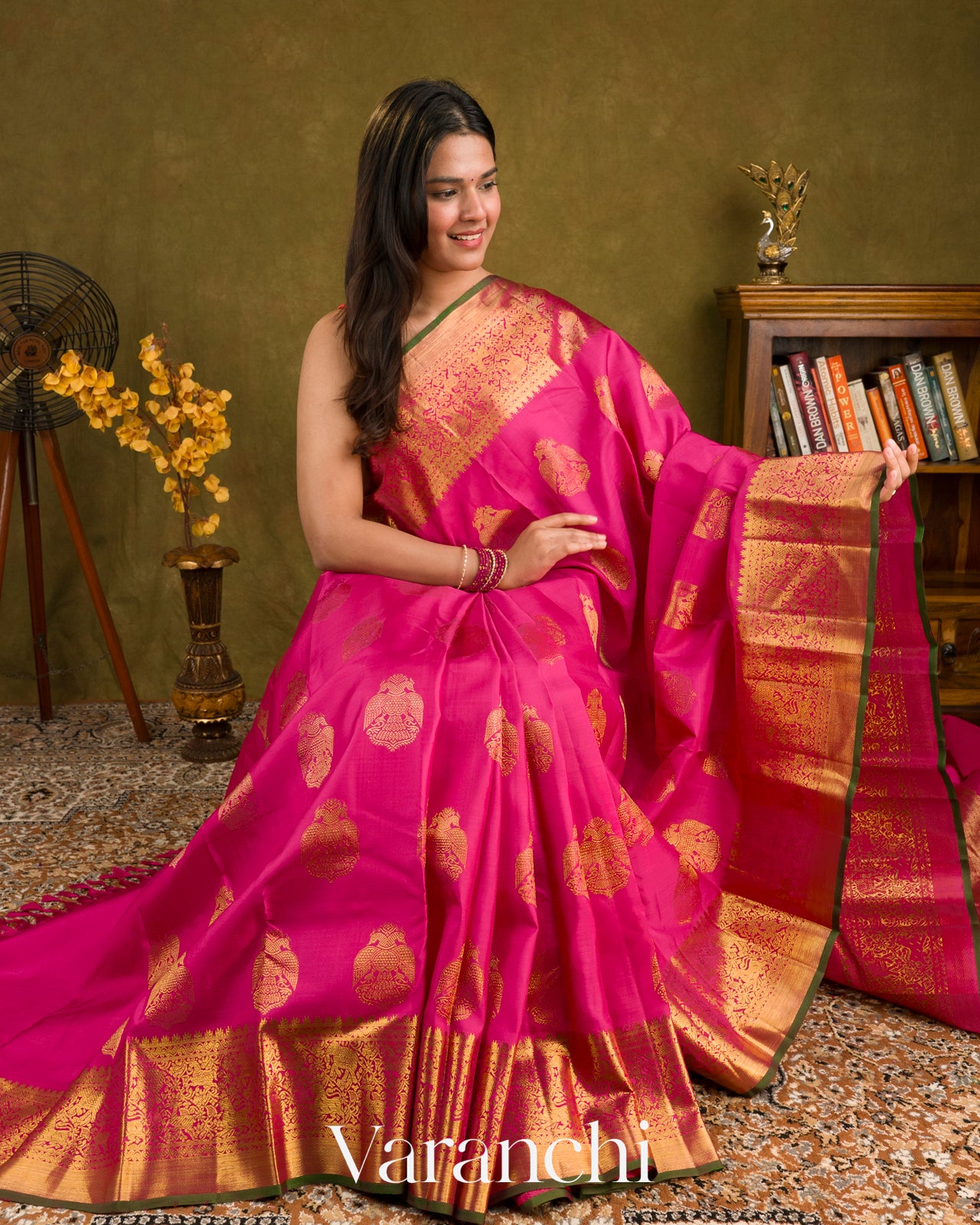 Rani Pink Pure Kanchipuram Silk Handloom Saree