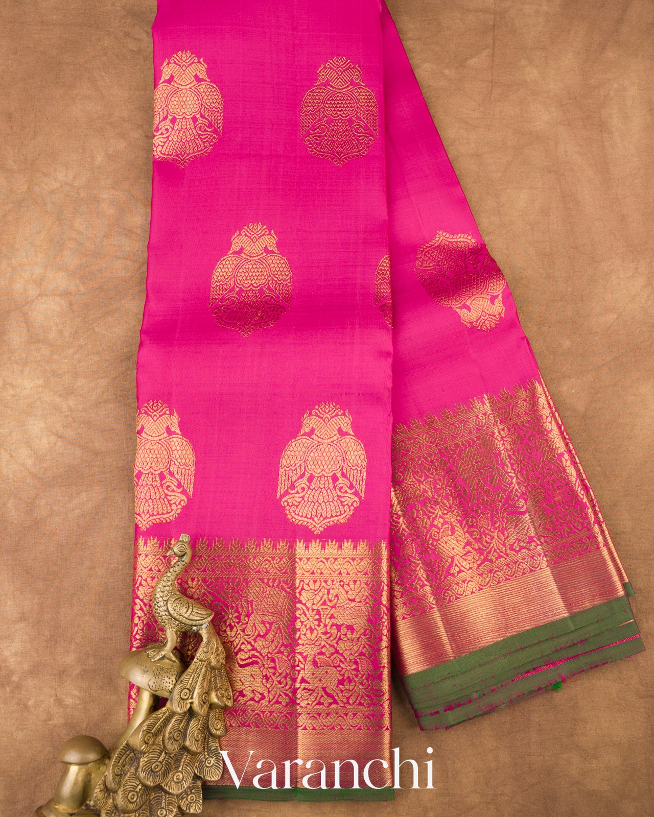Rani Pink Pure Kanchipuram Silk Handloom Saree