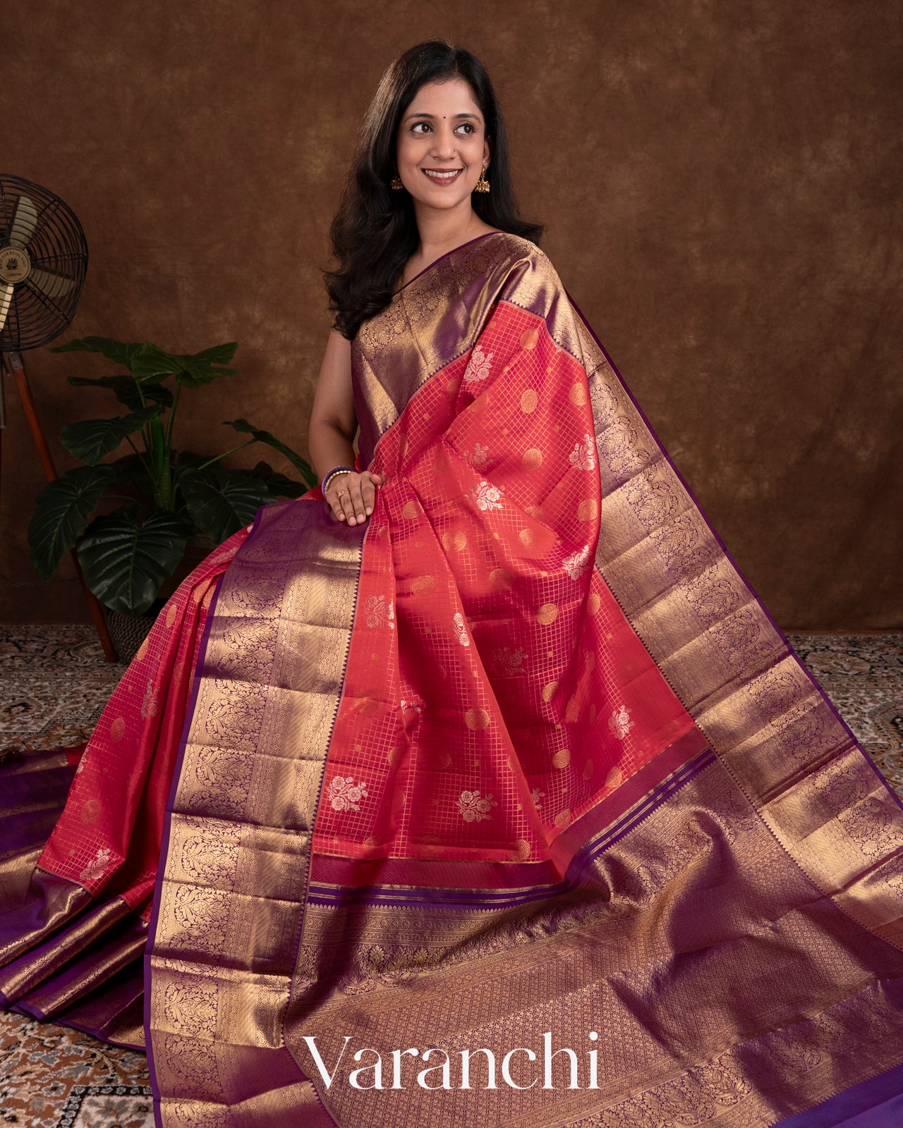 Reddish Pink Korvai Pure Kanchipuram Silk Saree 