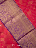 Reddish Pink Korvai Pure Kanchipuram Silk Saree 