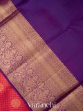 Reddish Pink Korvai Pure Kanchipuram Silk Saree 
