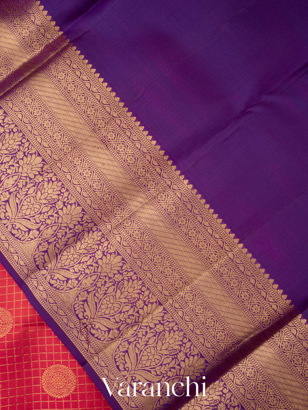Reddish Pink Korvai Pure Kanchipuram Silk Saree 