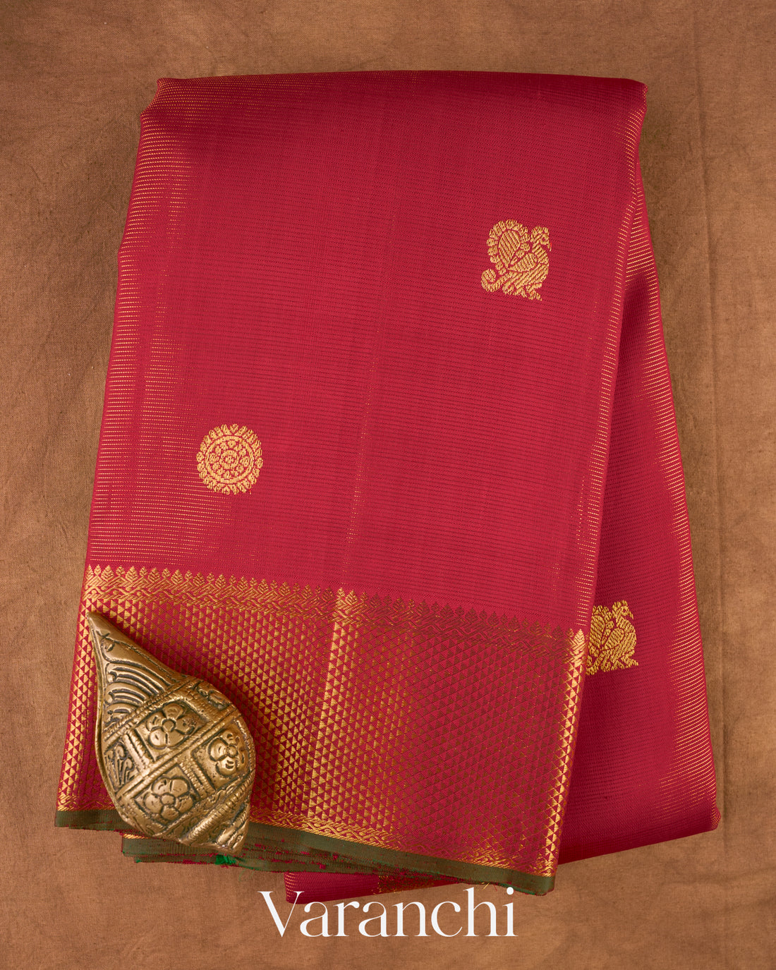 Vermilion Red Pure Kanchipuram Silk Handloom Saree