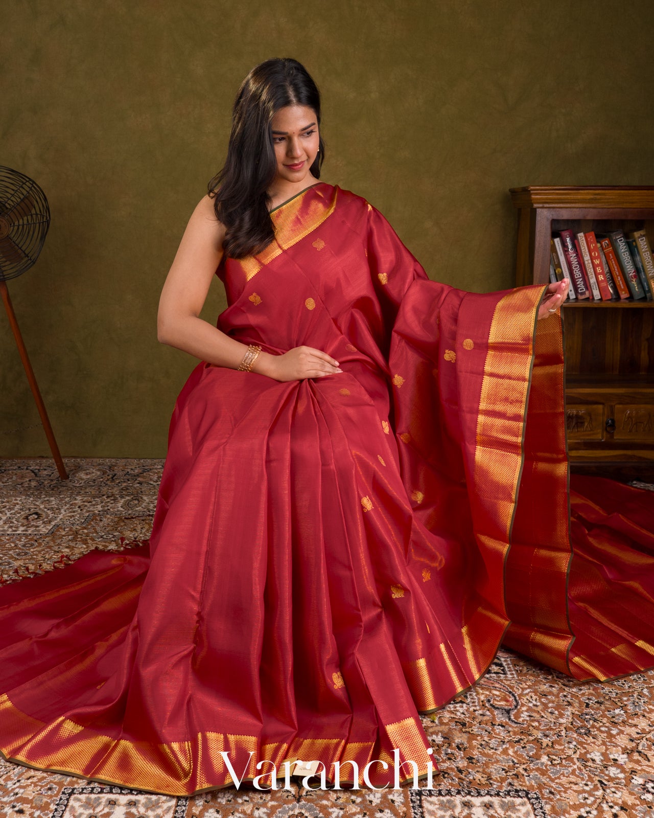 Vermilion Red Pure Kanchipuram Silk Handloom Saree