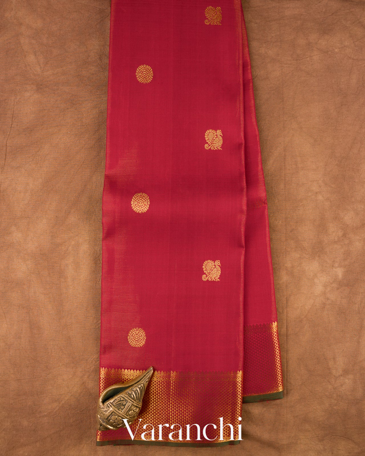 Vermilion Red Pure Kanchipuram Silk Handloom Saree