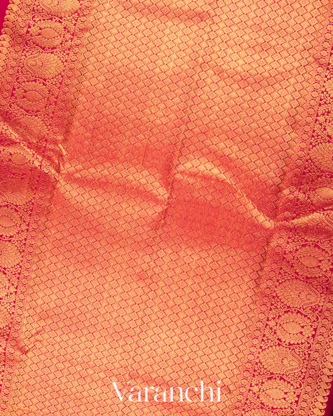 Redish Pink With Golden Zari Pure Kanchipuram Silk Saree