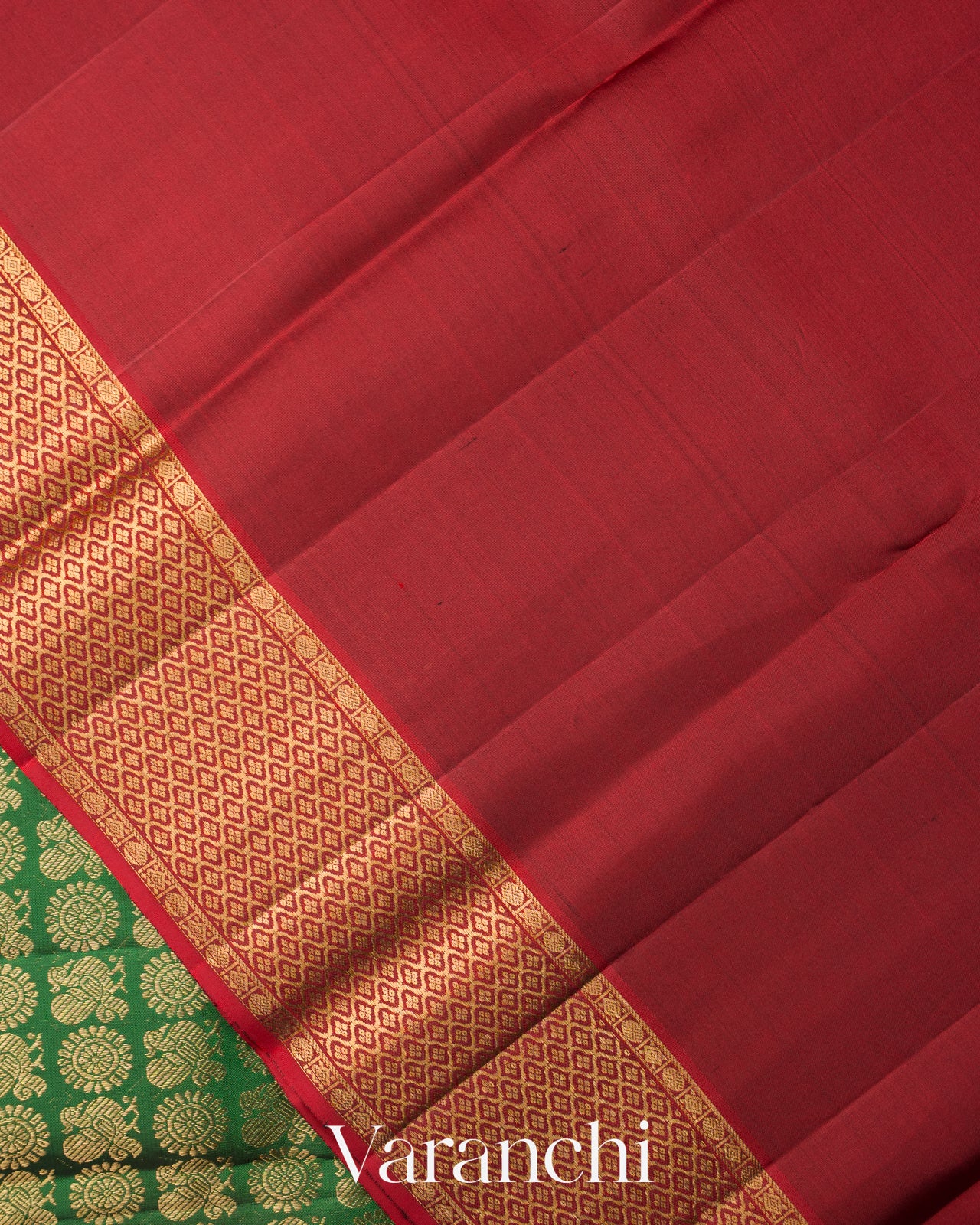 Forest Green  Heavy Broacde Pure Kanchipuram Silk Saree 