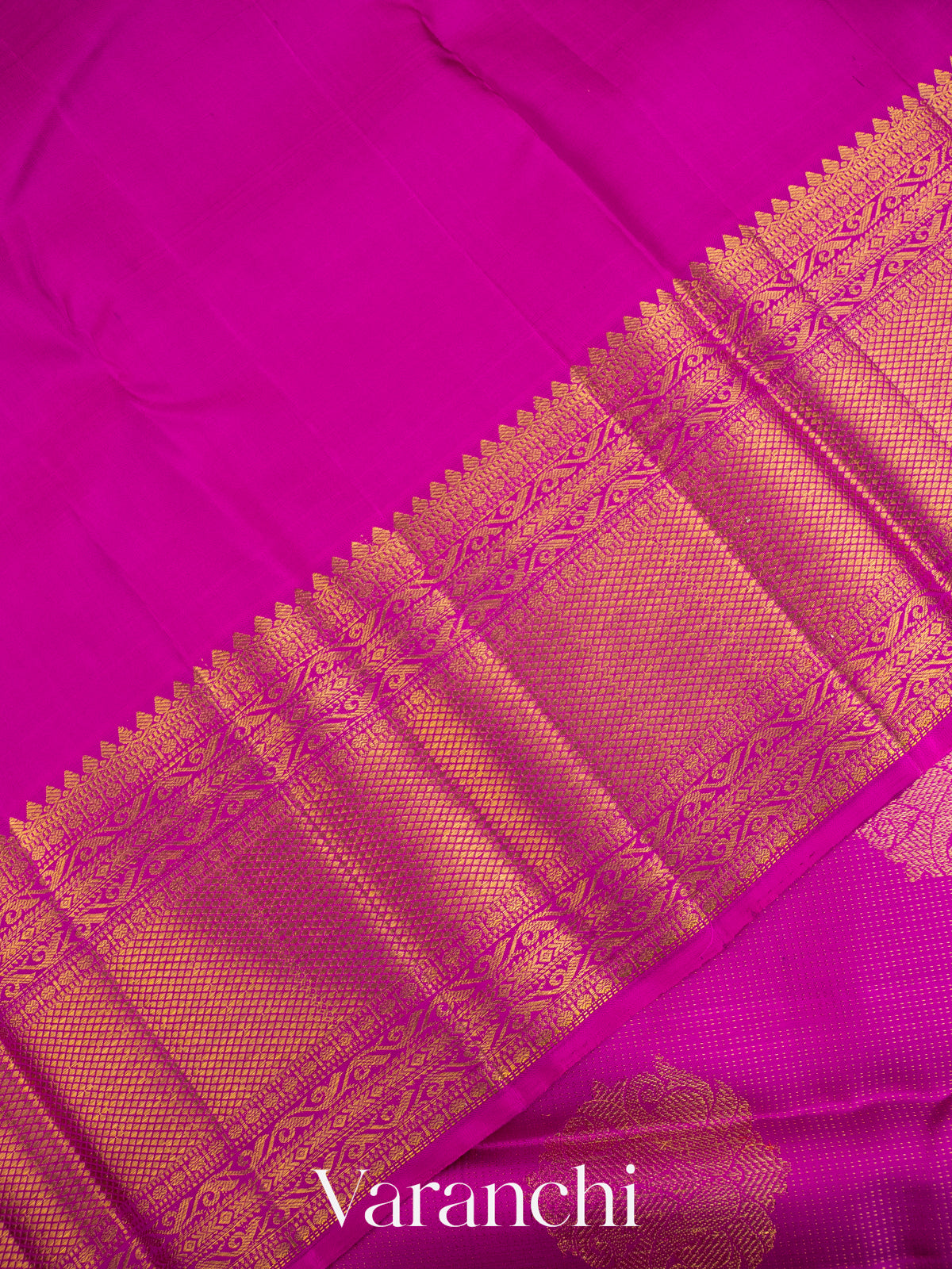 Magenta Vaira Oosi Pure Kanchipuram Silk Handloom Saree