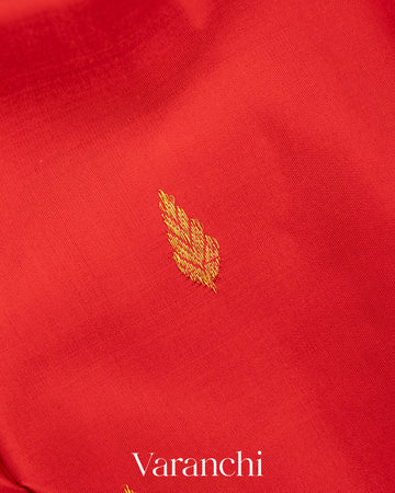 Vermilion Red Pure Kanchipuram Silk Handloom Saree