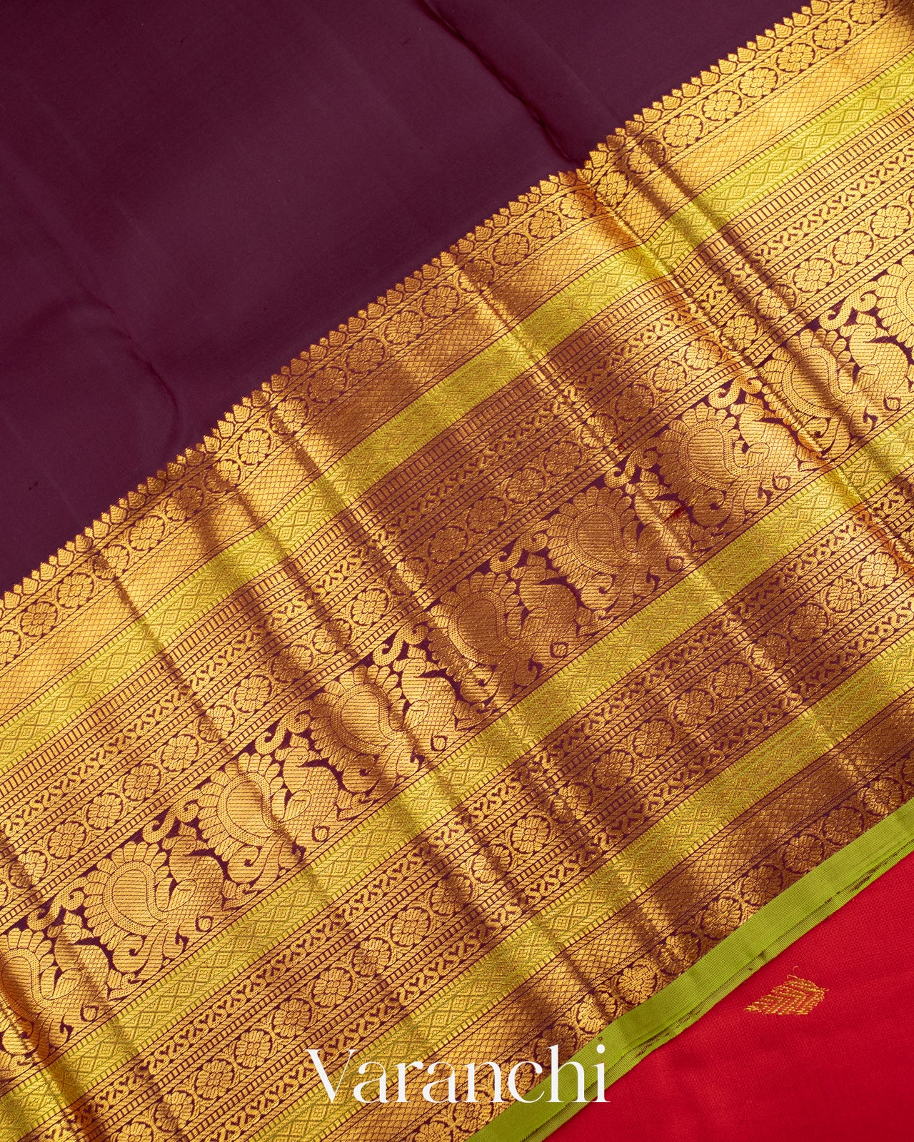 Vermilion Red Pure Kanchipuram Silk Handloom Saree