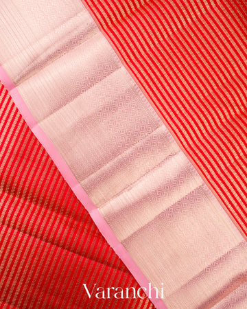 Vermilion Red  Pure Kanchipuram Silk Handloom Saree 