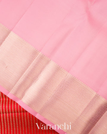 Vermilion Red  Pure Kanchipuram Silk Handloom Saree 