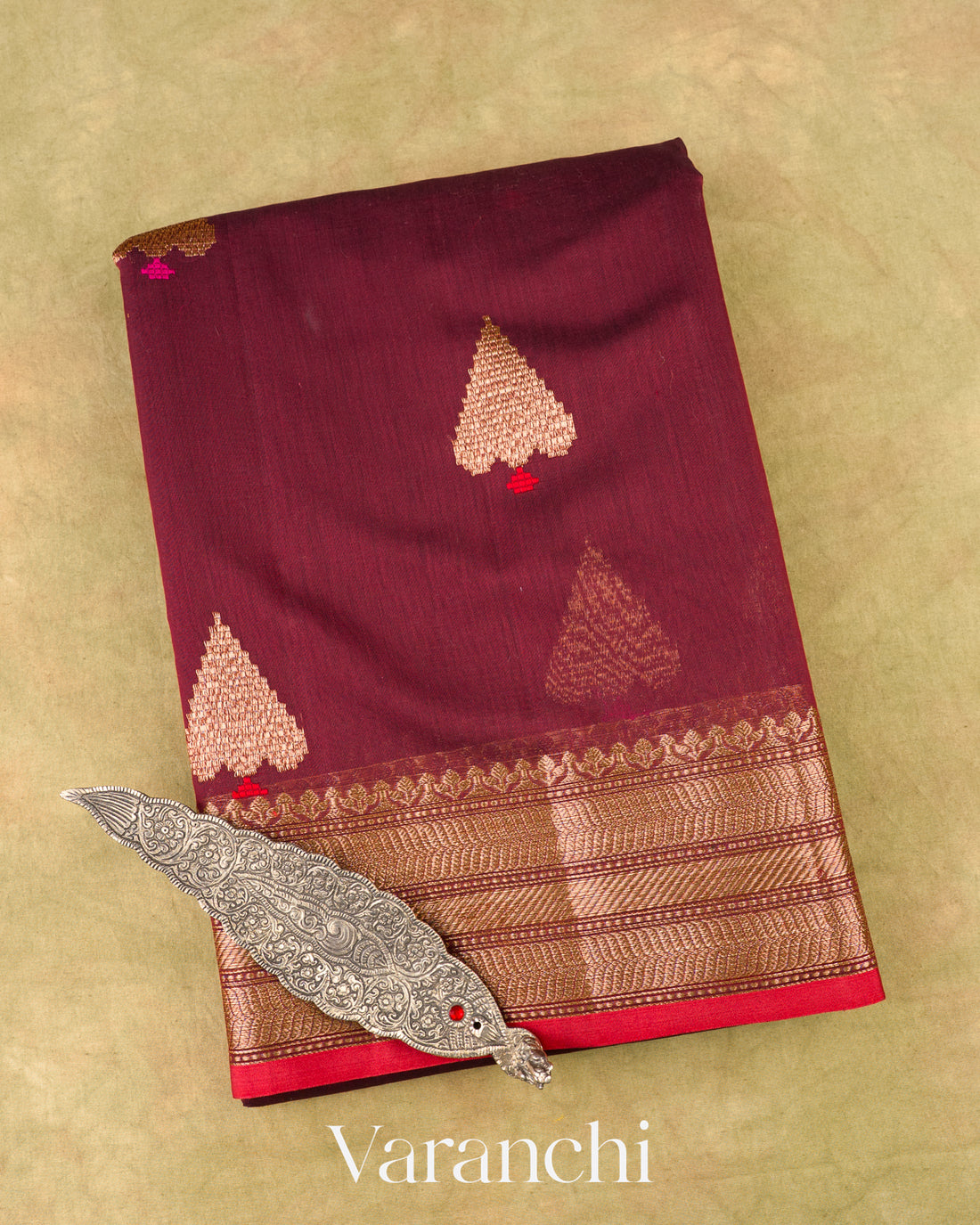 Maroon Pure Chanderi Silk Cotton Handloom Saree