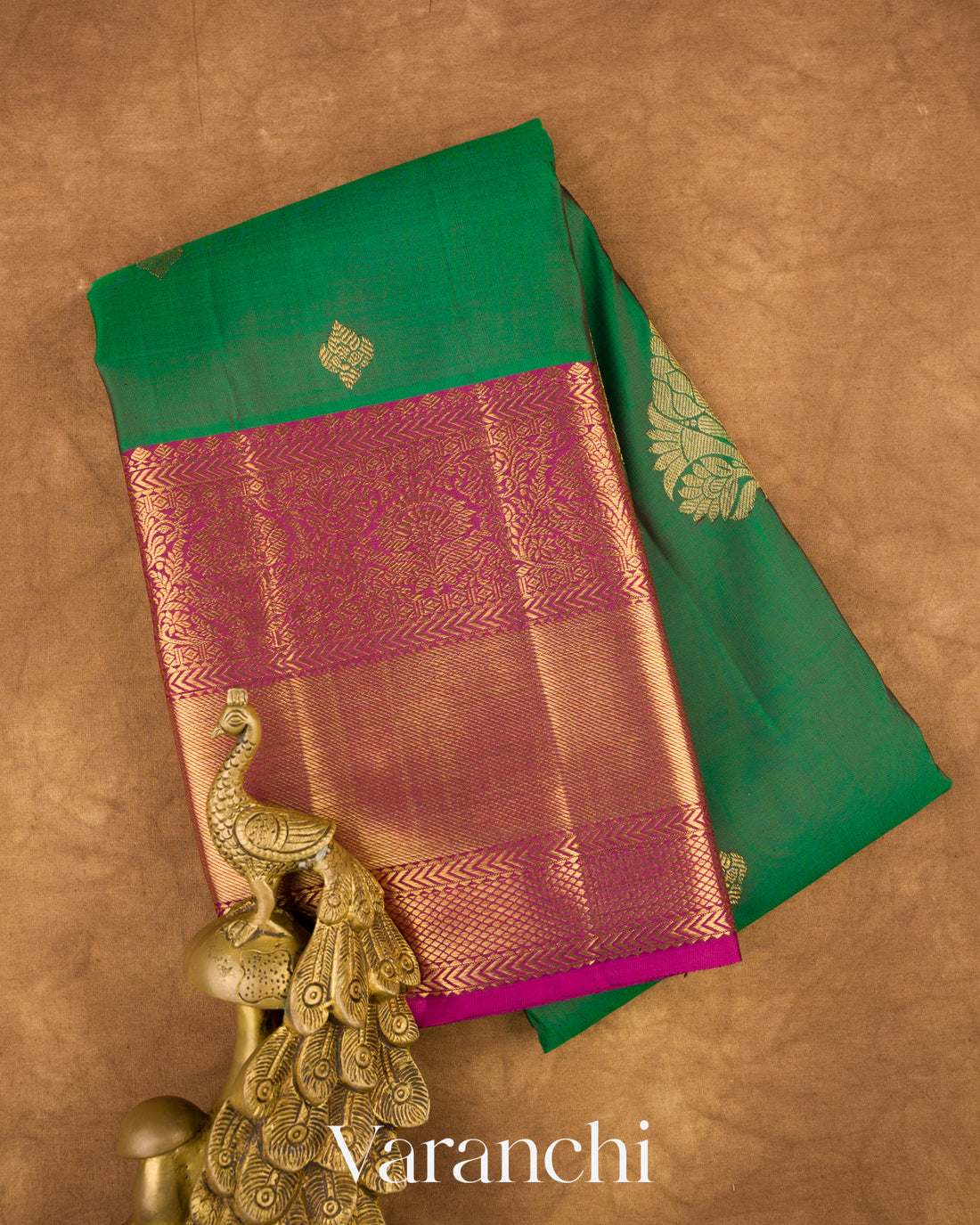 Royal Green Pure Kanchipuram Silk Handloom Saree