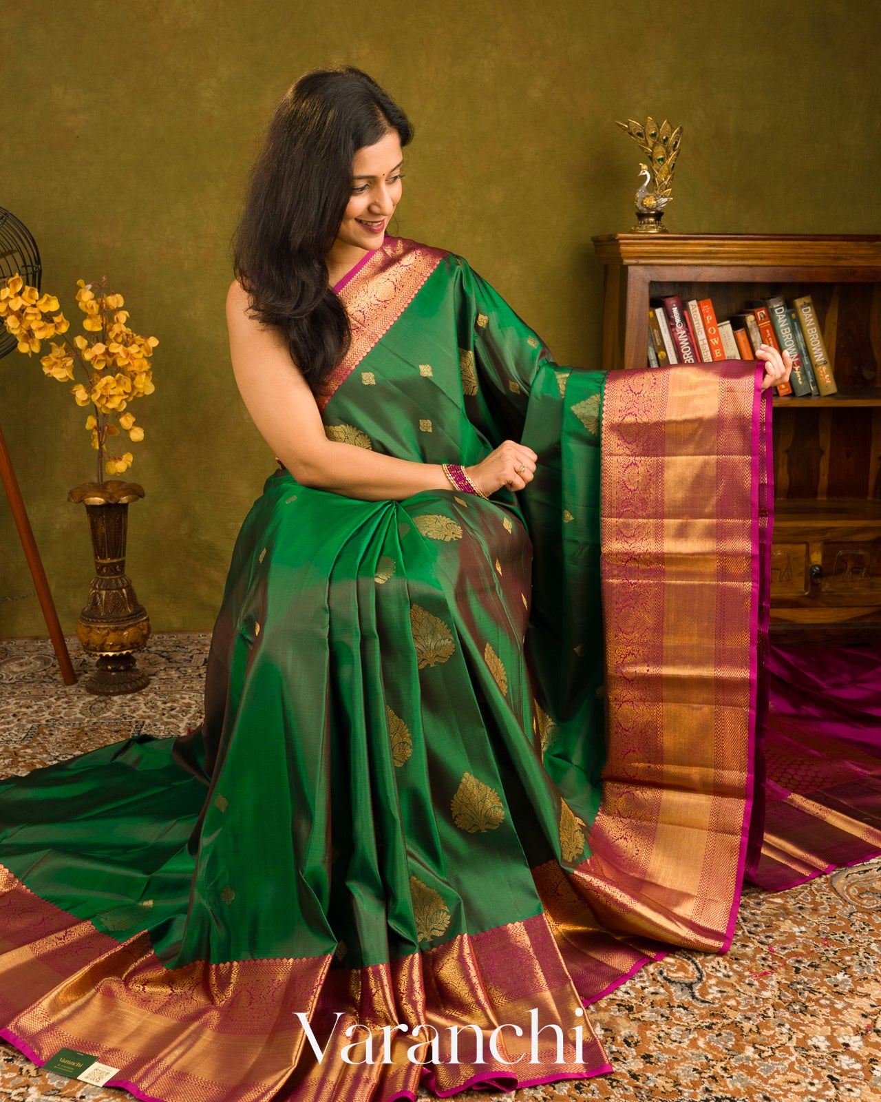 Royal Green Pure Kanchipuram Silk Handloom Saree
