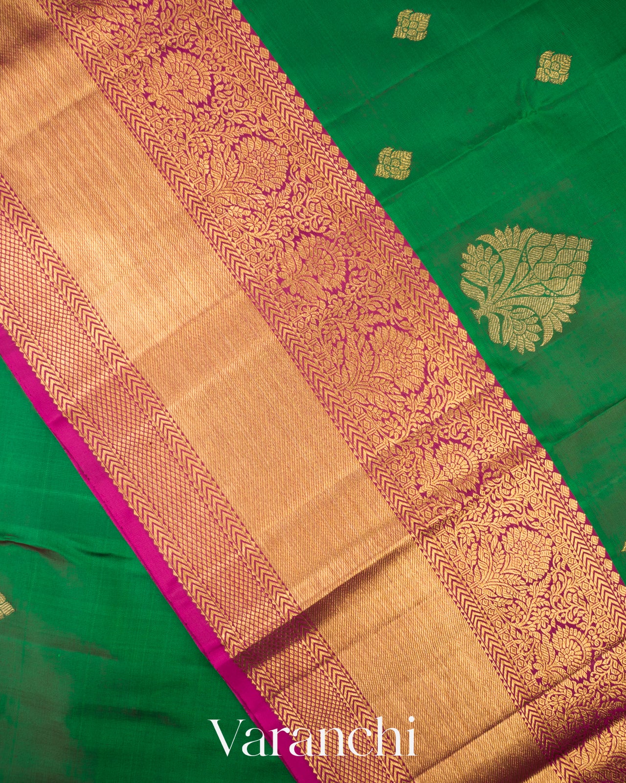 Royal Green Pure Kanchipuram Silk Handloom Saree